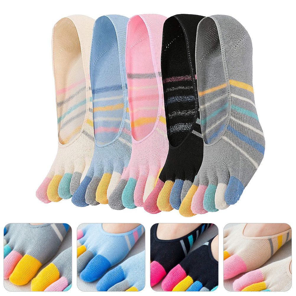 Invisibility Sock Loafer - 5Pairs Yoga Toe Socks Women Invisible