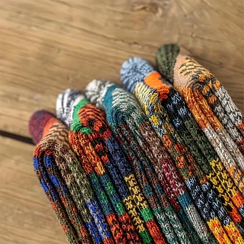5 pairs of retro ethnic style  - مراجعة Thermal Sock Winter وسعره