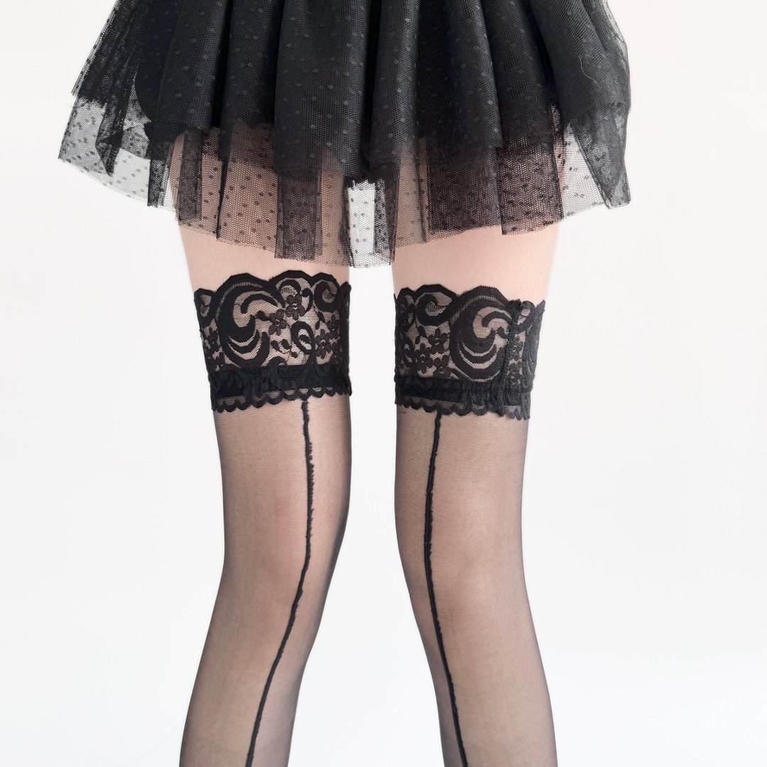 Lace Top Sheer Thigh High Stoc - مراجعة Thigh High Sock Stay Up وسعره