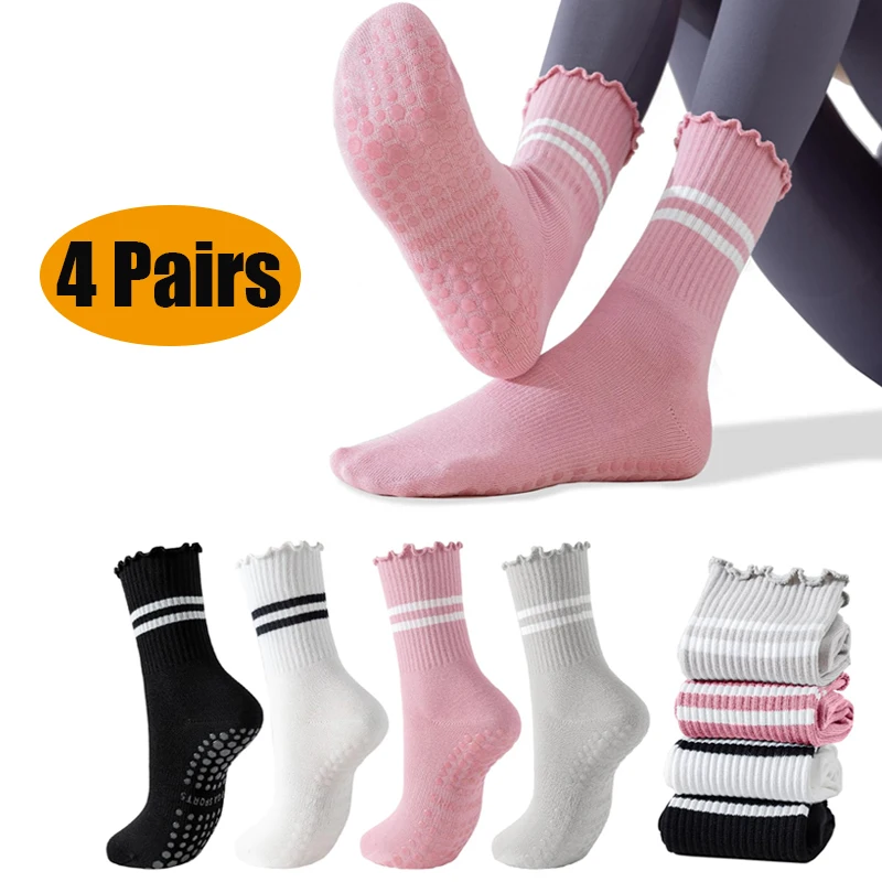4 pairs Yawlsow 4 Pairs Pilate - مراجعة Grip Sock Yoga وسعره