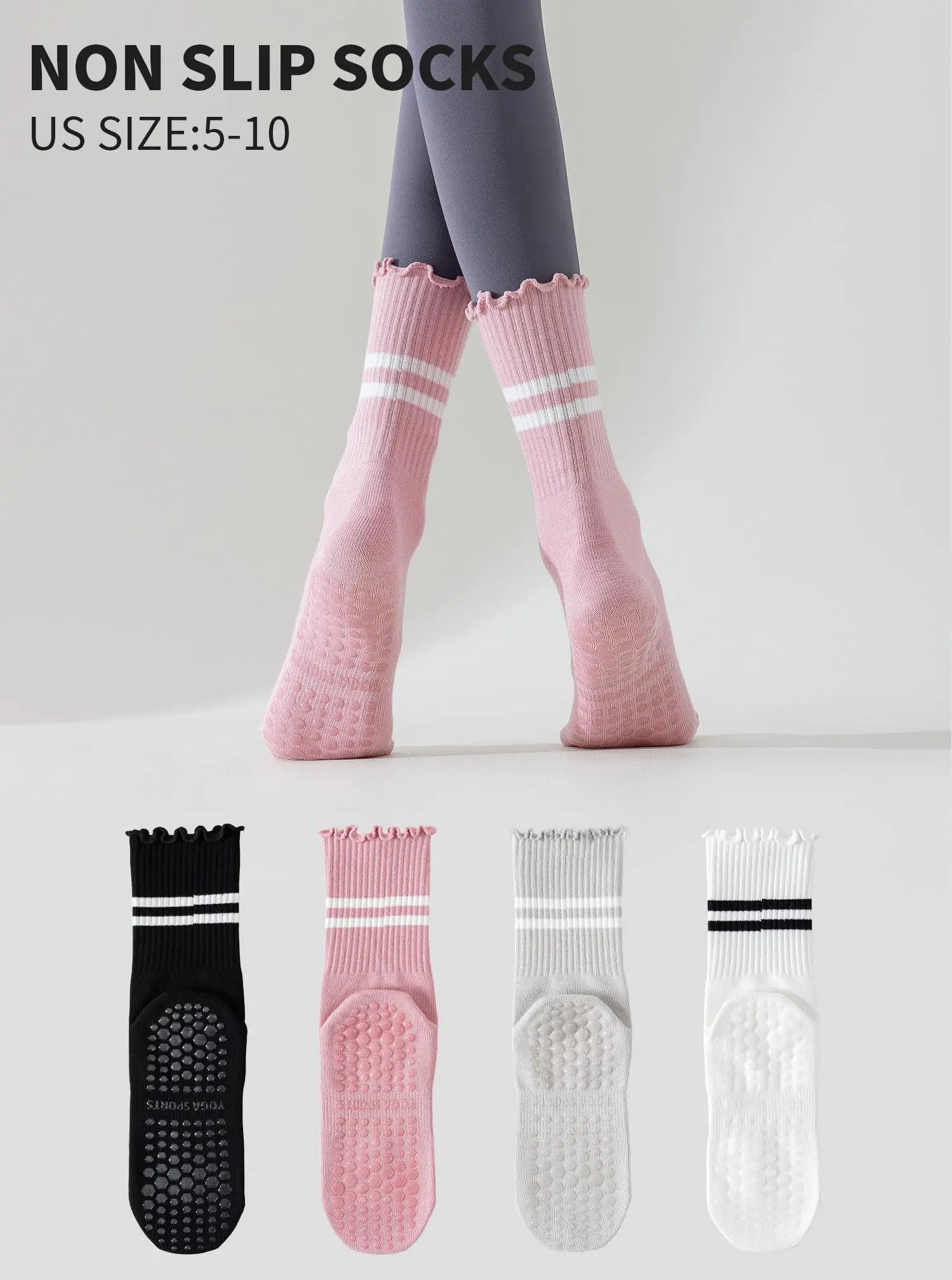 4 pairs Yawlsow 4 Pairs Pilate - مراجعة Grip Sock Yoga وسعره