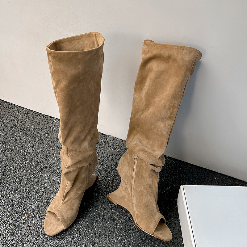 AIYKAZYSDL Strange Wedge Heel  - مراجعة Boot Sock Slouchy وسعره