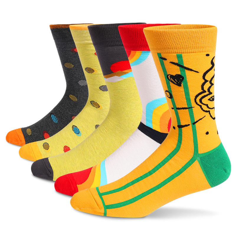 5Pairs Mens Fun Dress Socks, P - مراجعة Cotton Crew Sock Pack وسعره
