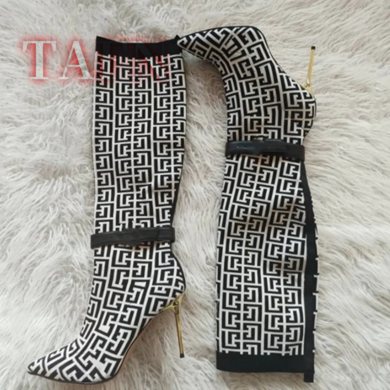 Women Stretch Sock Boots Fashi - مراجعة Knee High Sock Women وسعره
