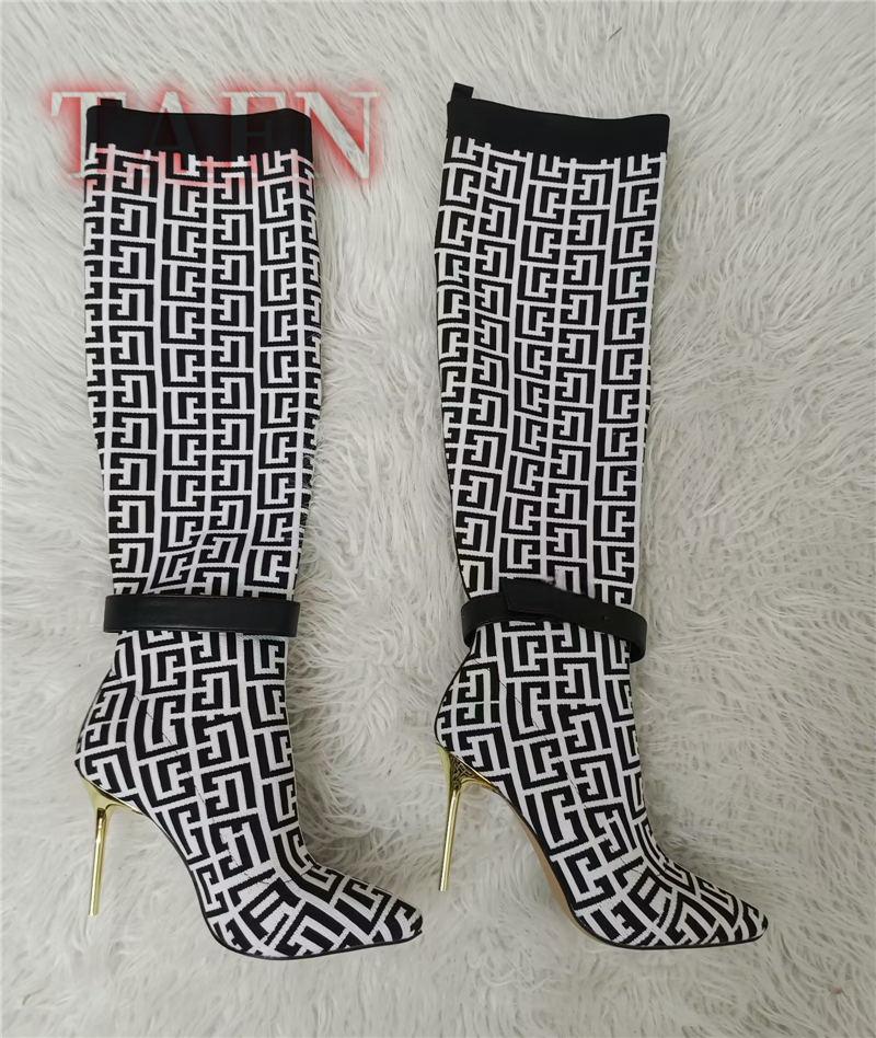 Women Stretch Sock Boots Fashi - مراجعة Knee High Sock Women وسعره
