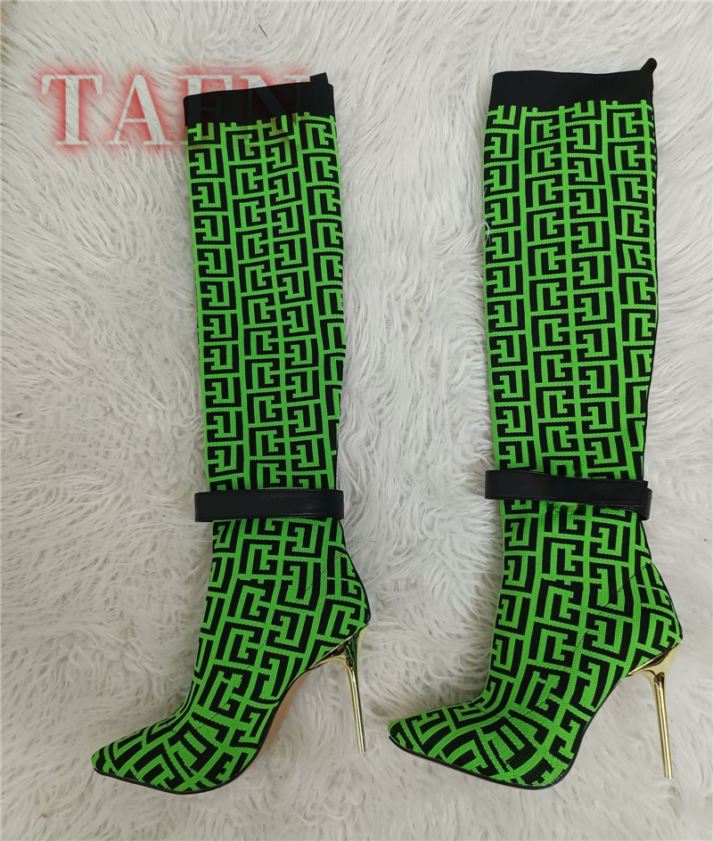 Women Stretch Sock Boots Fashi - مراجعة Knee High Sock Women وسعره