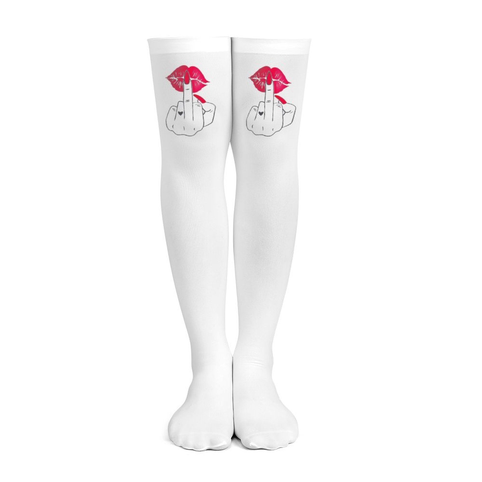 Ladies' white middle finger, r - مراجعة Knee High Sock Women وسعره