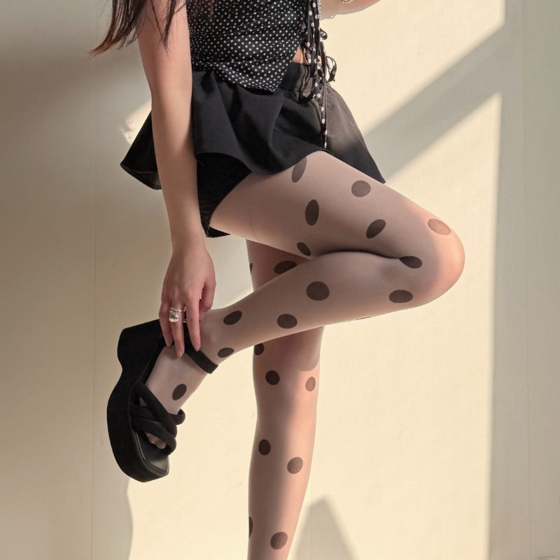 Retro Polka Dot Sheer Tights f - مراجعة Tights Pantyhose Sheer وسعره