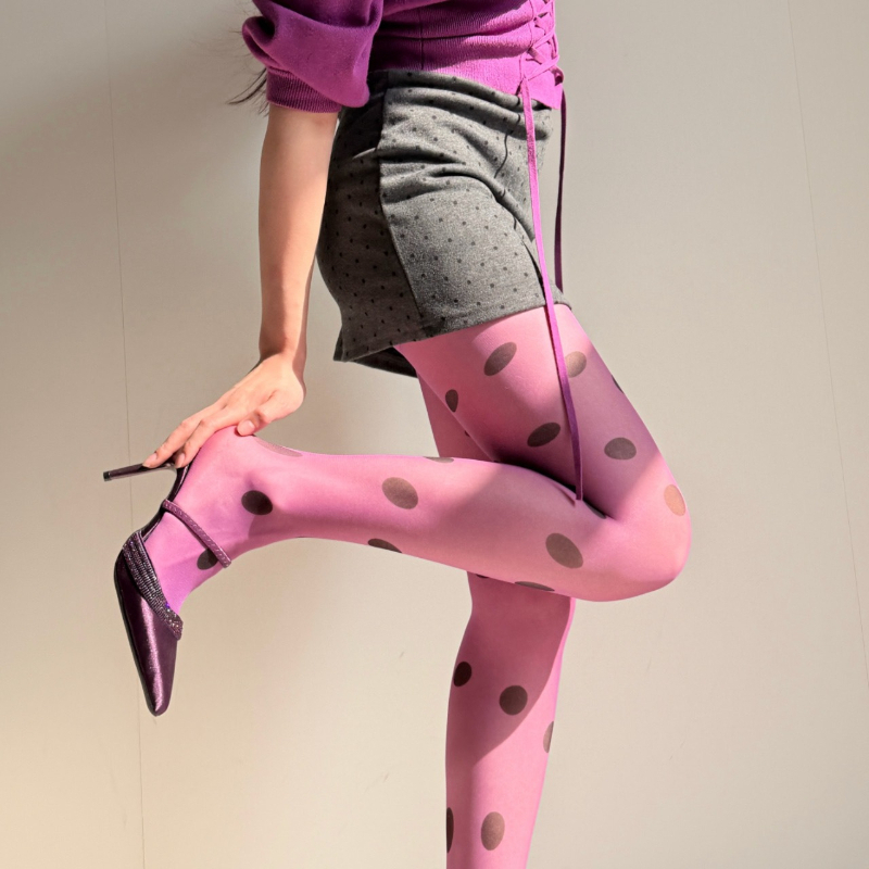 Retro Polka Dot Sheer Tights f - مراجعة Tights Pantyhose Sheer وسعره
