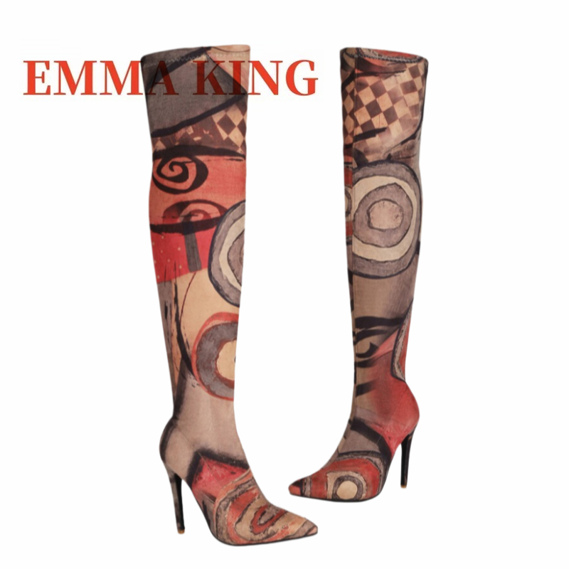 Women's Art Print Thigh High B - مراجعة Knee High Sock Women وسعره