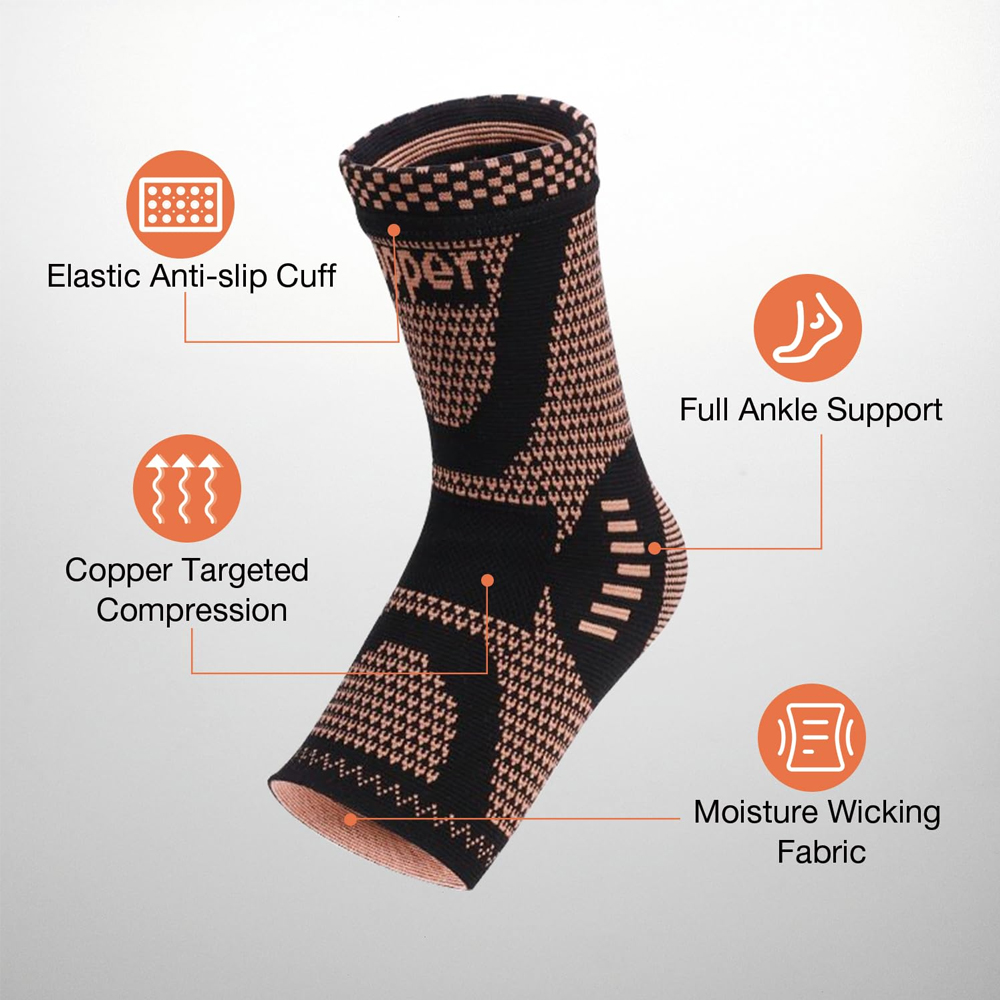 2PCS Copper Ankle Brace Suppor - مراجعة Ankle Brace Sock وسعره