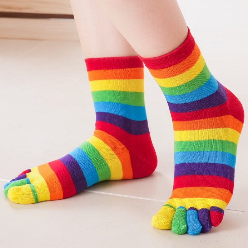 Women's Socks Rainbow Striped  - مراجعة Toe Sock Split وسعره