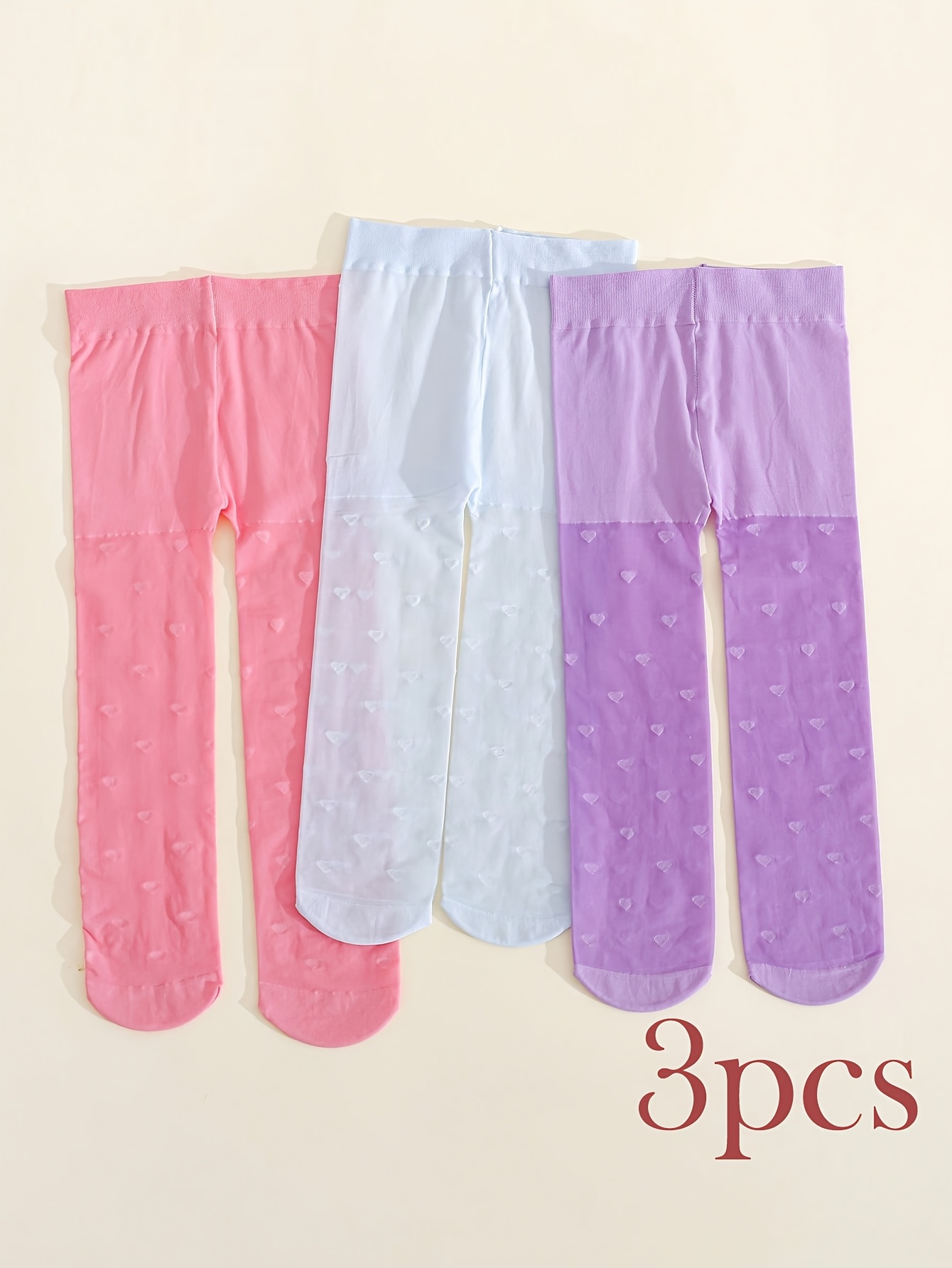 3PCS Toddler Girls Heart Print - مراجعة Tights Pantyhose Sheer وسعره