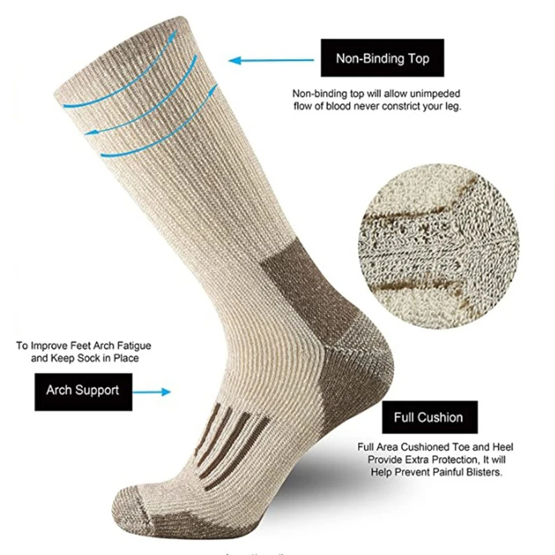 80% Wool Socks Thicken Warm Hi - مراجعة Wool Hiking Sock وسعره